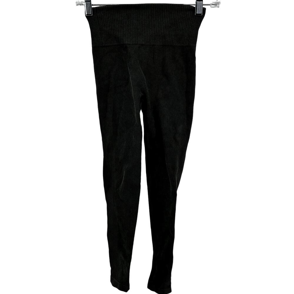 SPANX Soft Stretch Seamless Leggings High Rise Ribbed Yoga Black S